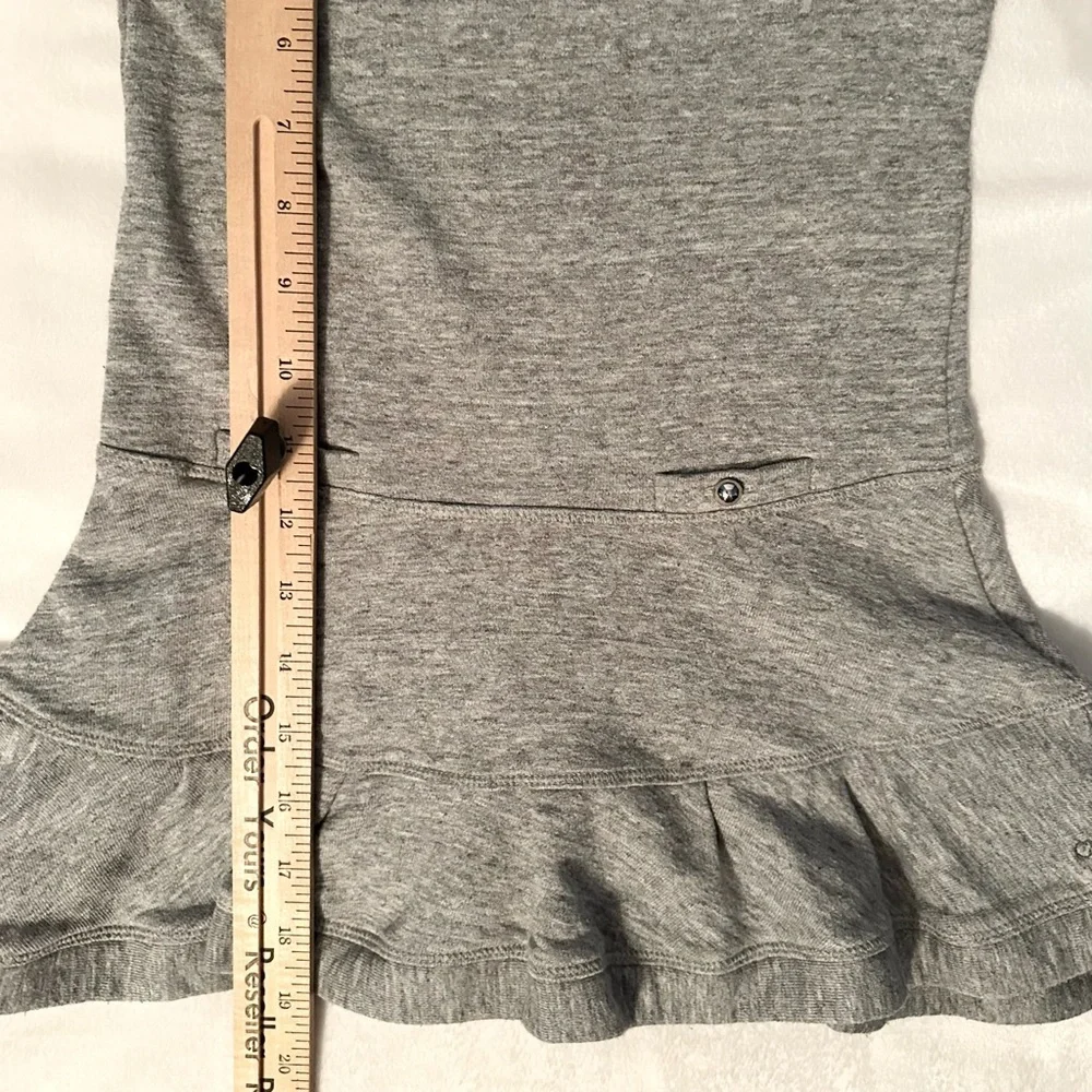 CHLOE Heather Gray Long Sleeve Flared Hem Sweater Dress Silver Buttons Girls 4